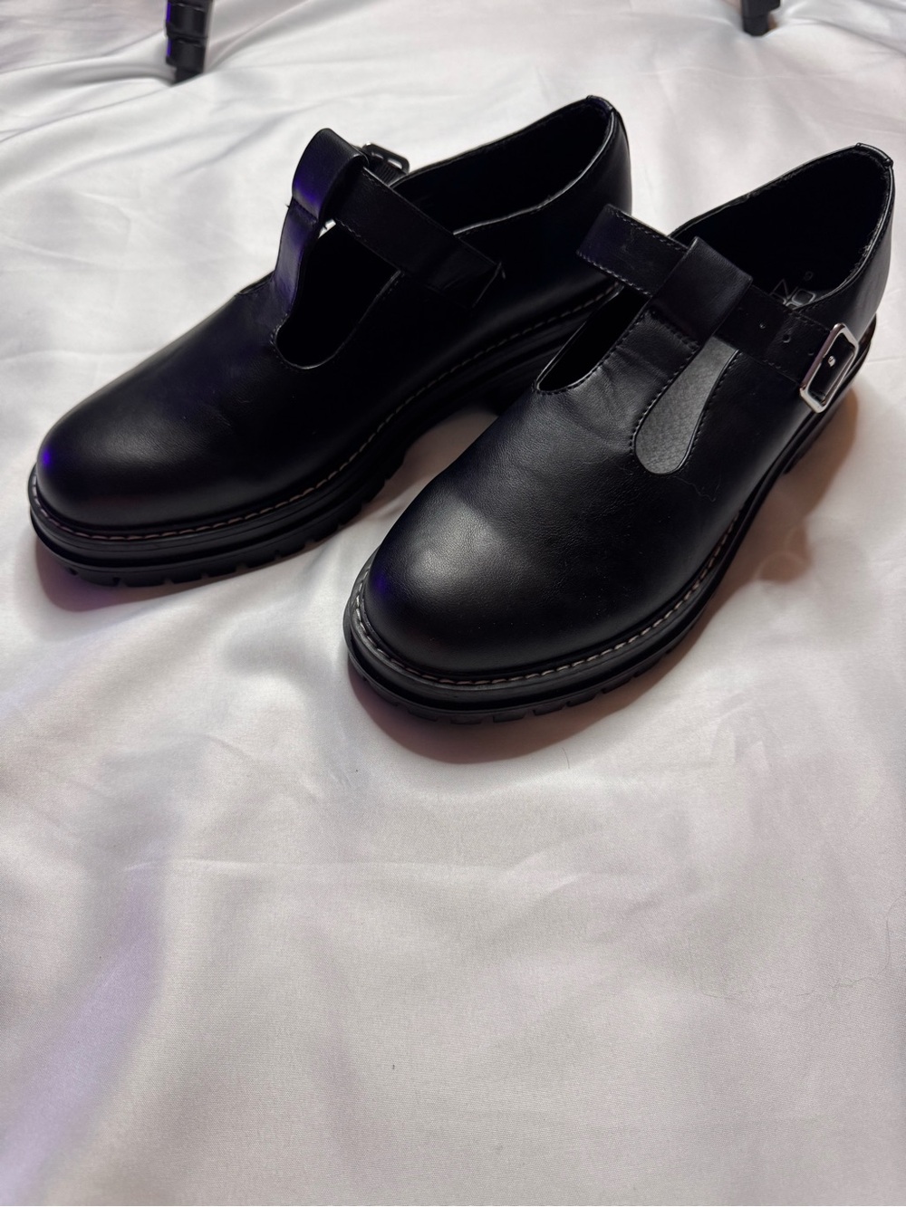 Black Leather T-Strap Mary Jane Woman’s Shoes